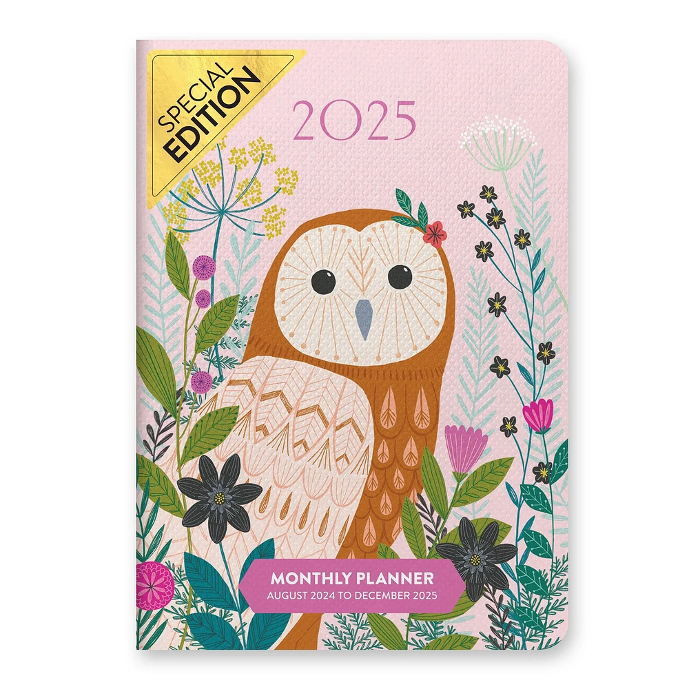 Garden Owl Monthly Exclusive Pocket Planner 2025 Calendar