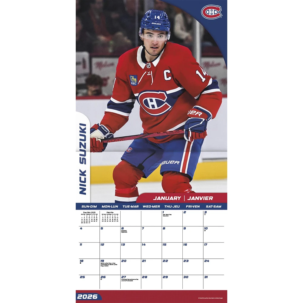 NHL Montreal Canadiens Bilingual 2026 Wall Calendar