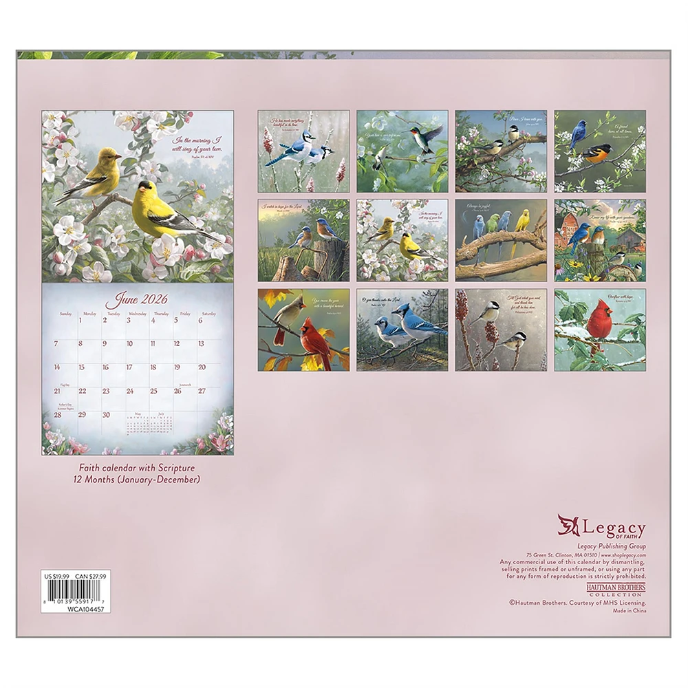 Songbirds Of Faith 2026 Deluxe Wall Calendar - Online Exclusive