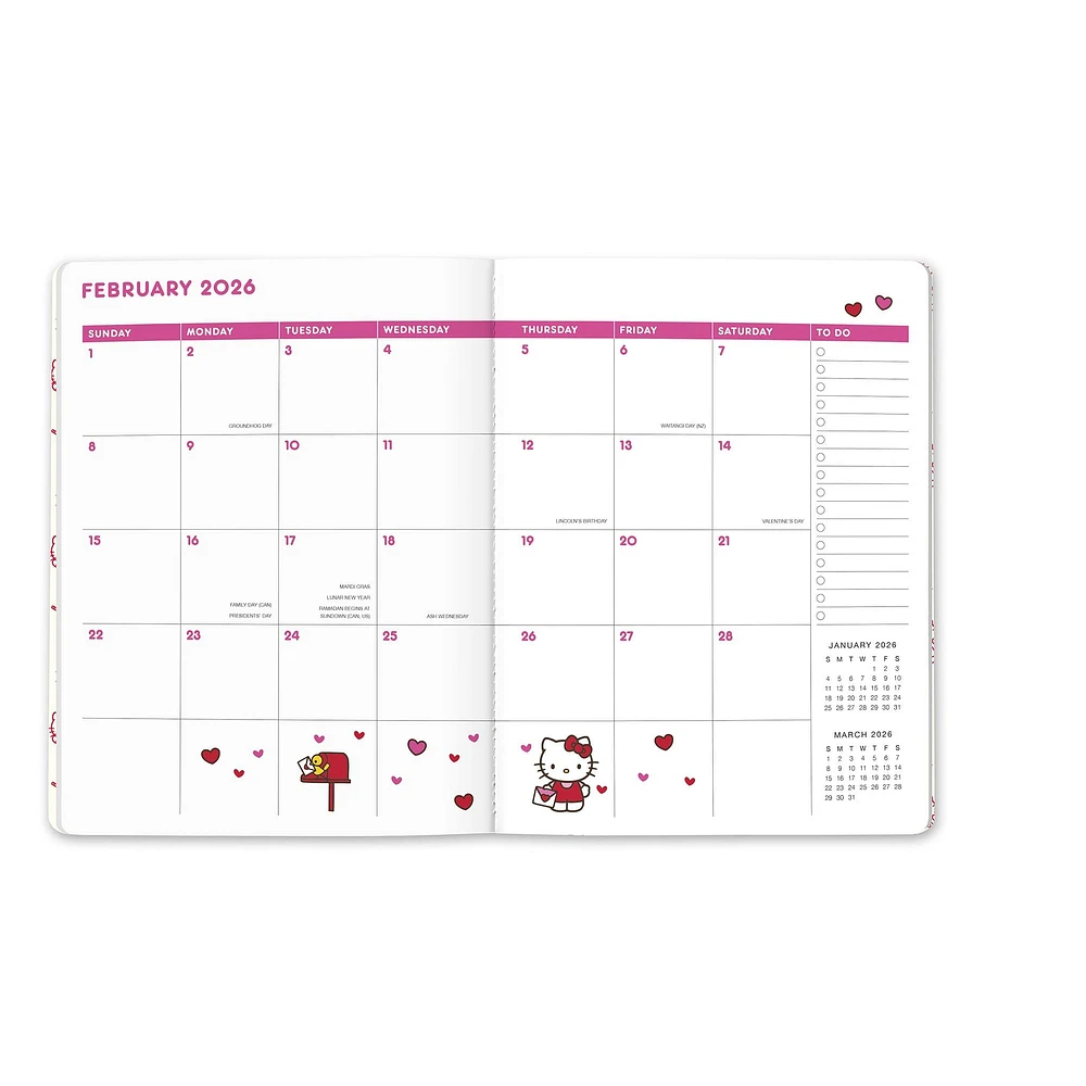 Hello Kitty Playful Pink Just Right 2025-2026 Monthly Planner Calendar - Online Exclusive