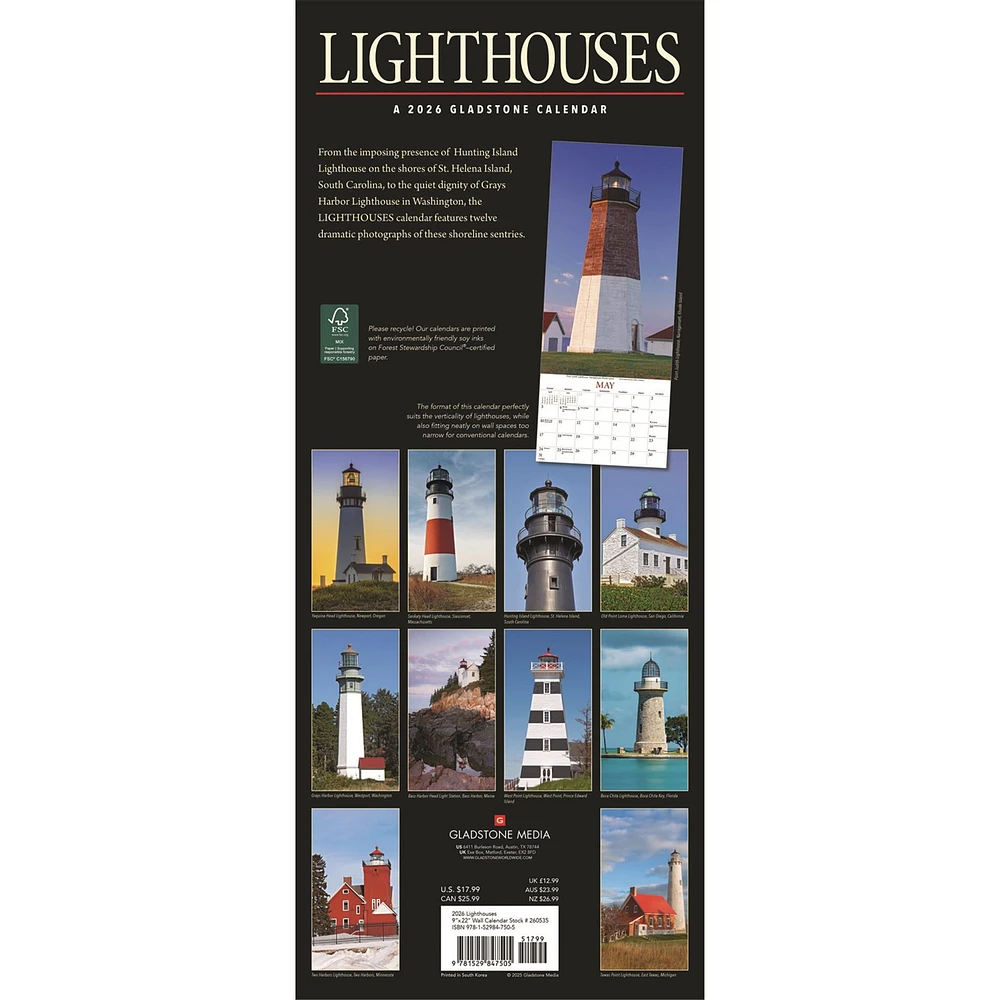 Lighthouses 2026 Poster Calendar