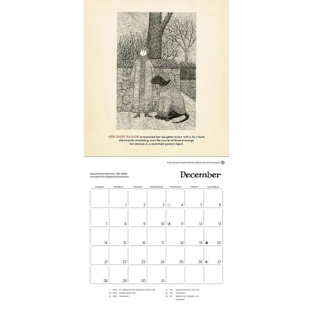 Edward Gorey Mini 2025 Calendar