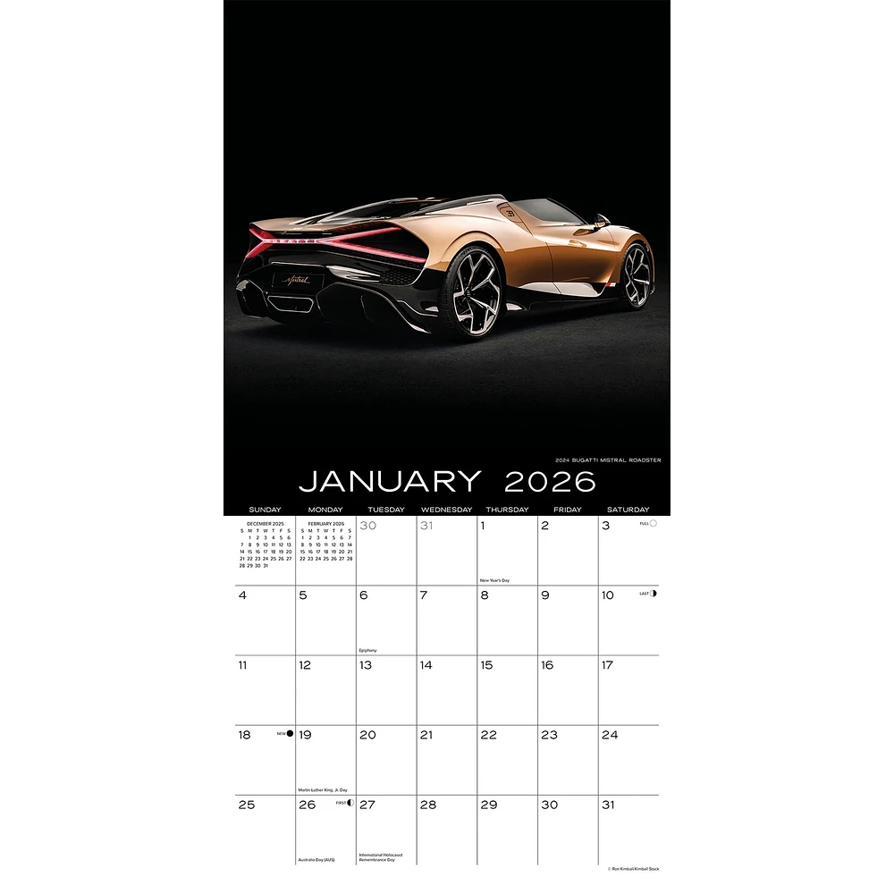 Dream Cars 2026 Wall Calendar