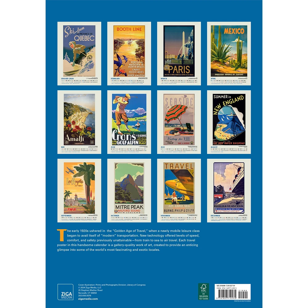 Travel The World 2026 Poster Calendar