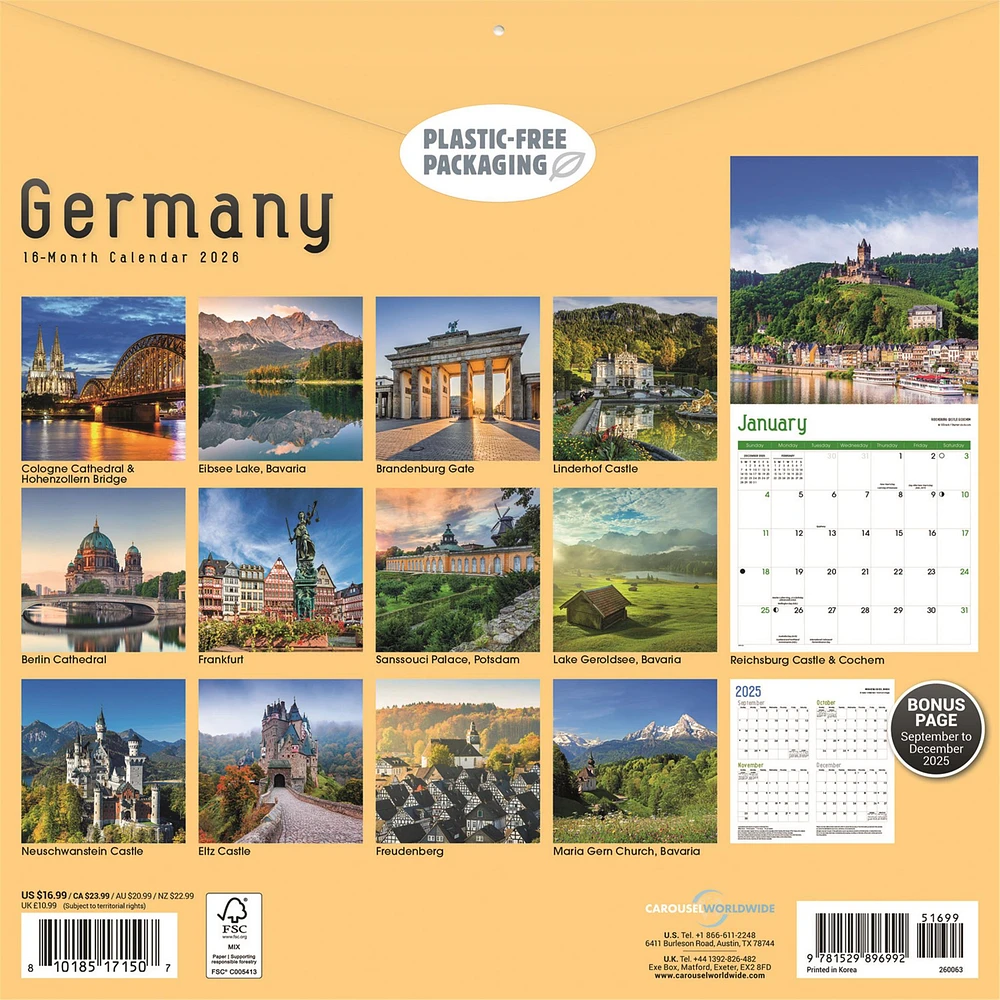 Germany 2026 Wall Calendar