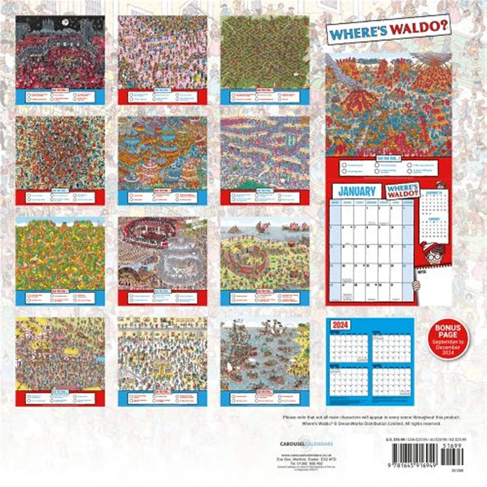 Where's Waldo Wall 2025 Calendar