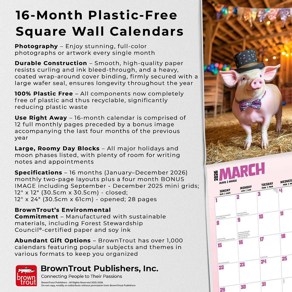 Pigsty 2026 Wall Calendar - Online Exclusive