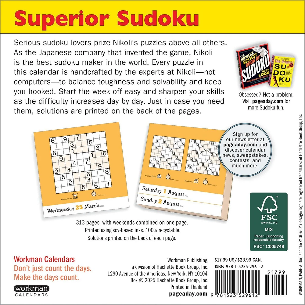 Sudoku 2026 Box Calendar
