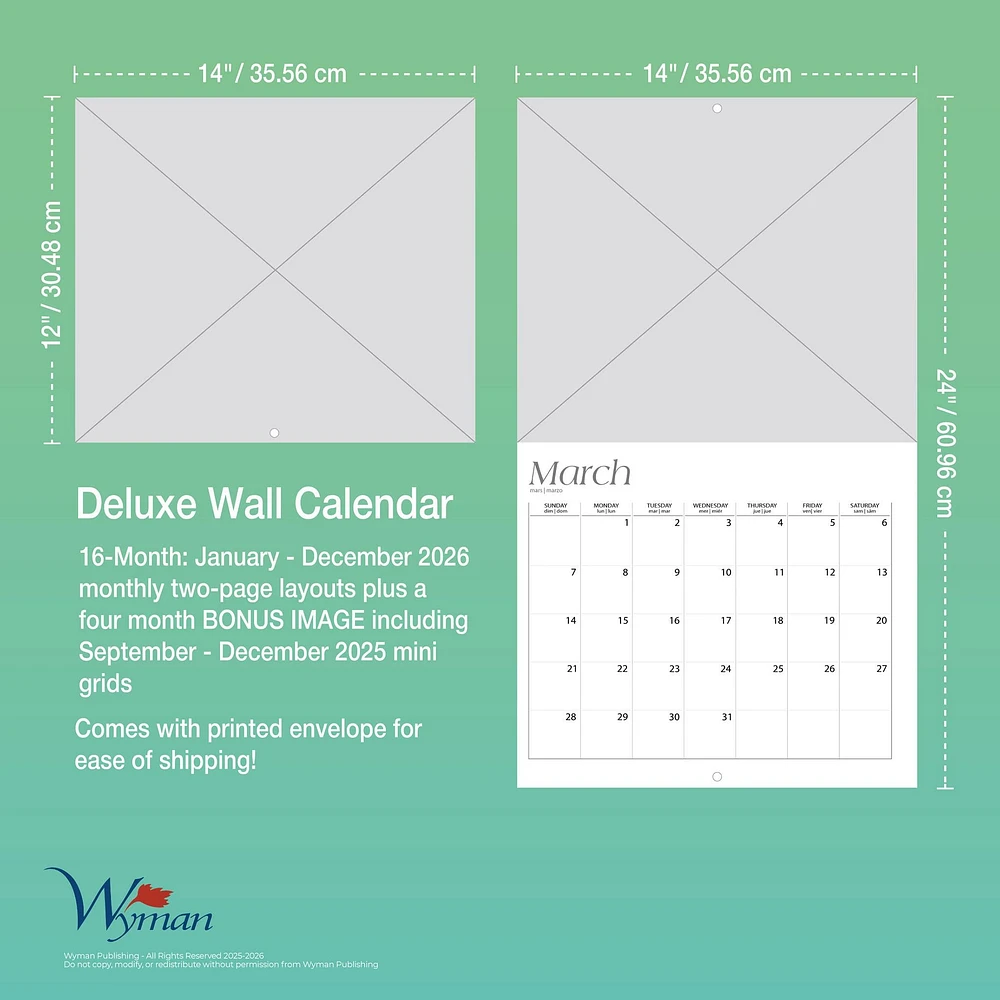 Canadian Geographic Northern Lights 2026 Wall Calendar