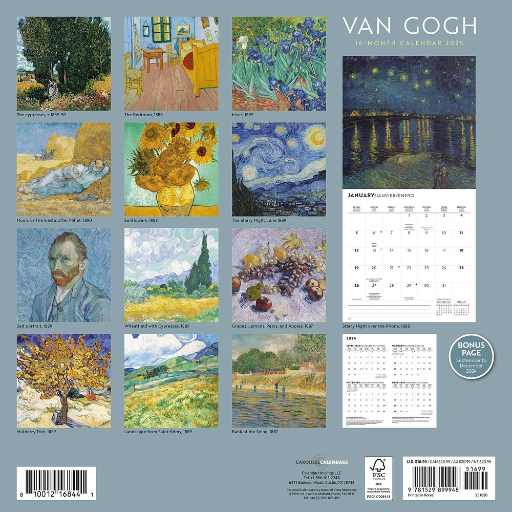 Van Gogh Wall 2025 Calendar