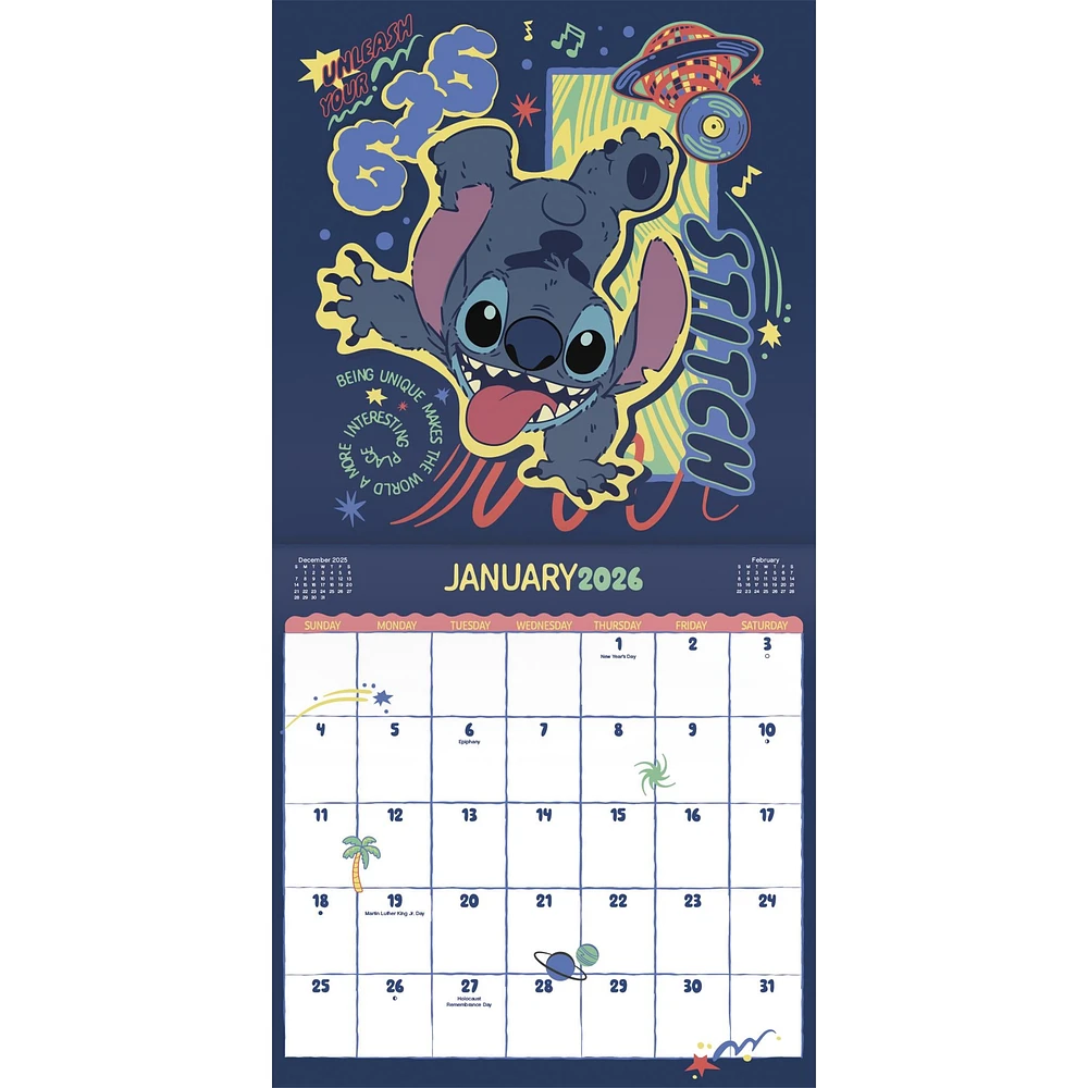 Stitch 2026 Wall Calendar
