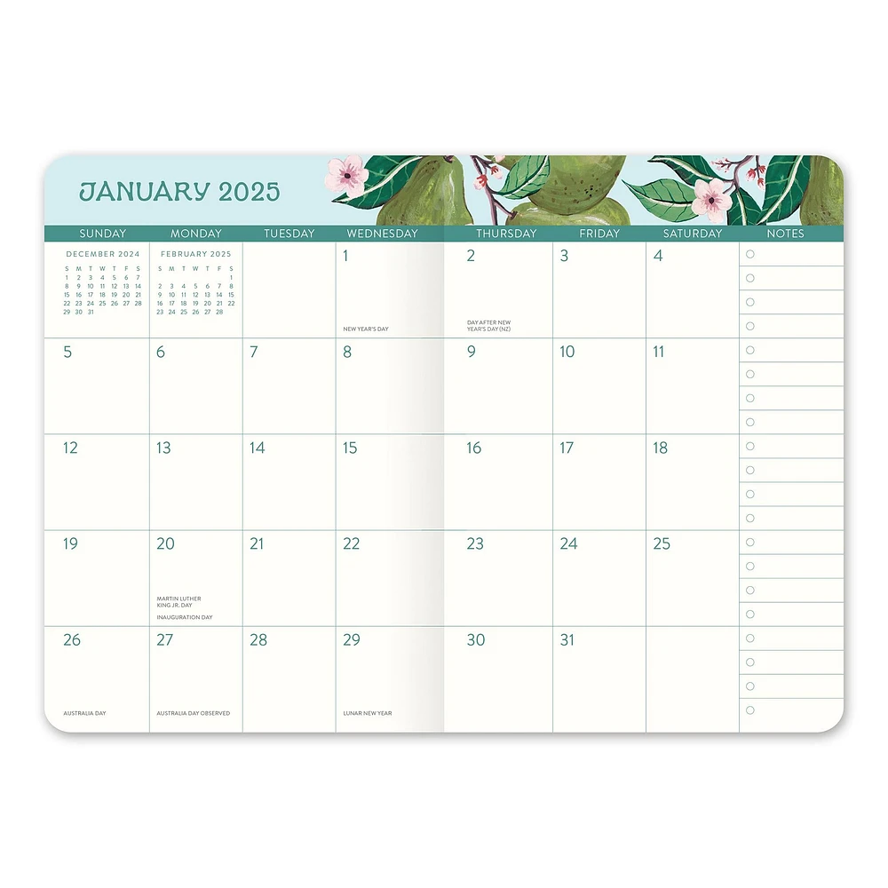 Fruit Flora Monthly Pocket Planner 2025 Calendar