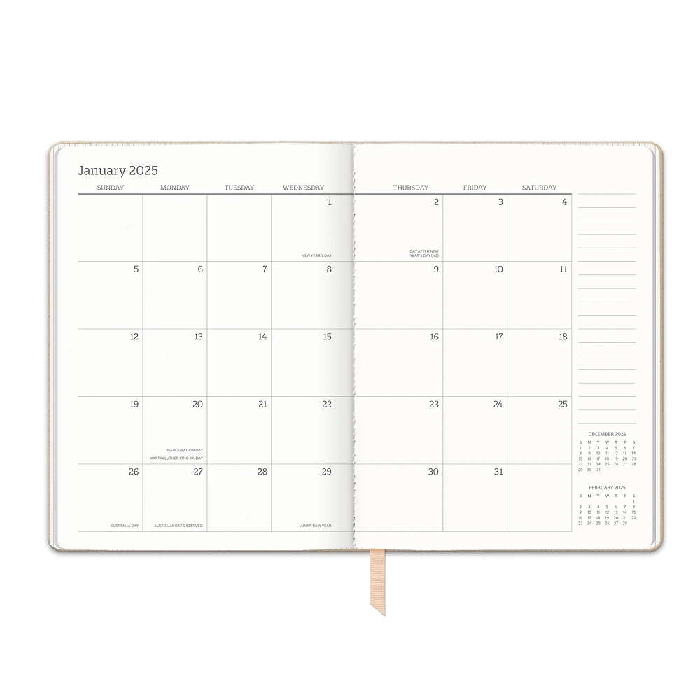 Flowers On Rose Quartz Large Dual-Textured Planner 2025 Calendar