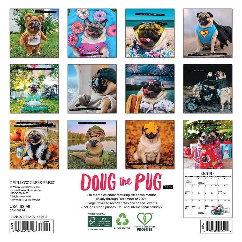 Doug The Pug Mini 2025 Calendar