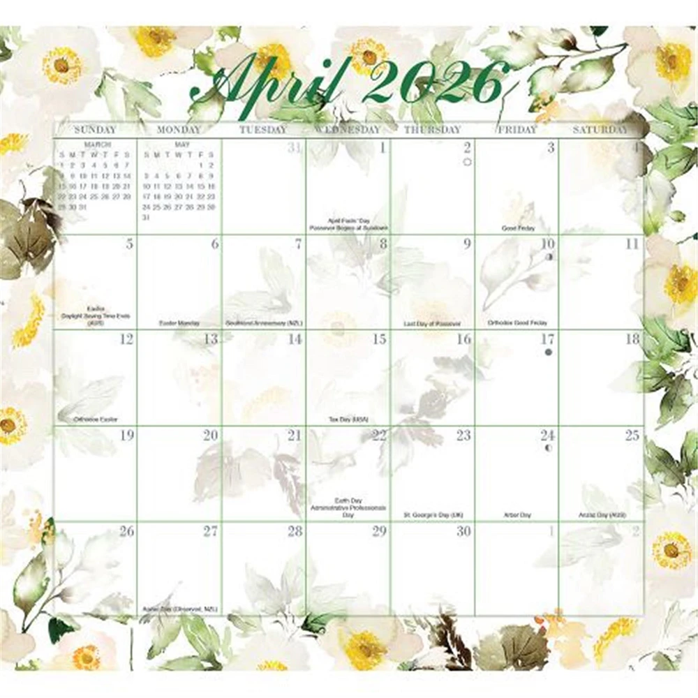 Floral Jumbo Magic Grip 2025-2026 Wall Calendar