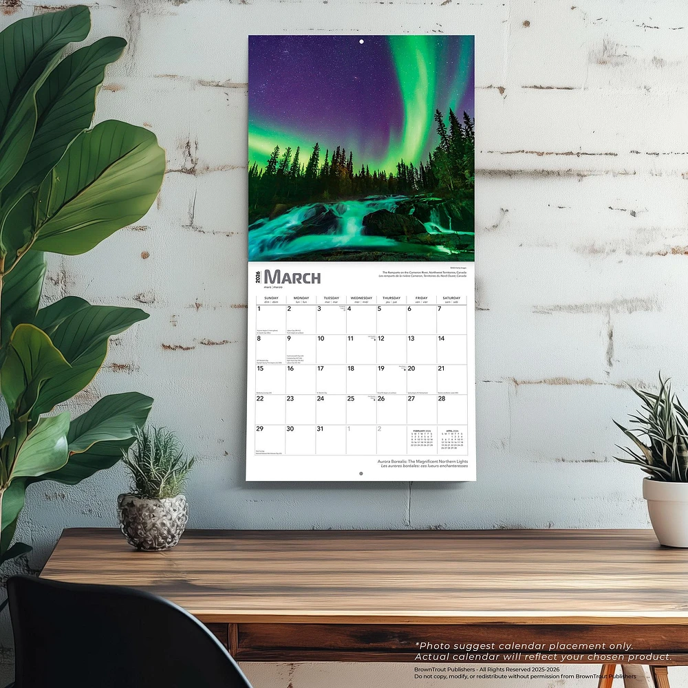 Aurora Borealis Bilingual 2026 Wall Calendar - Online Exclusive