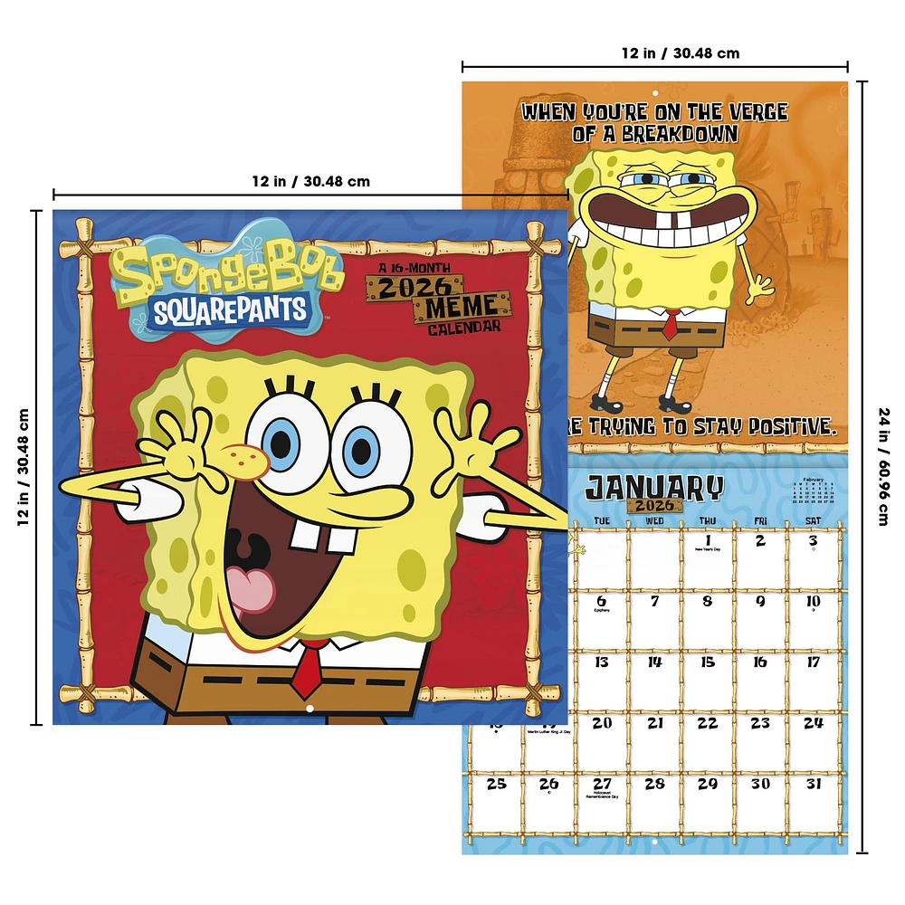 Spongebob Squarepants 2026 Wall Calendar