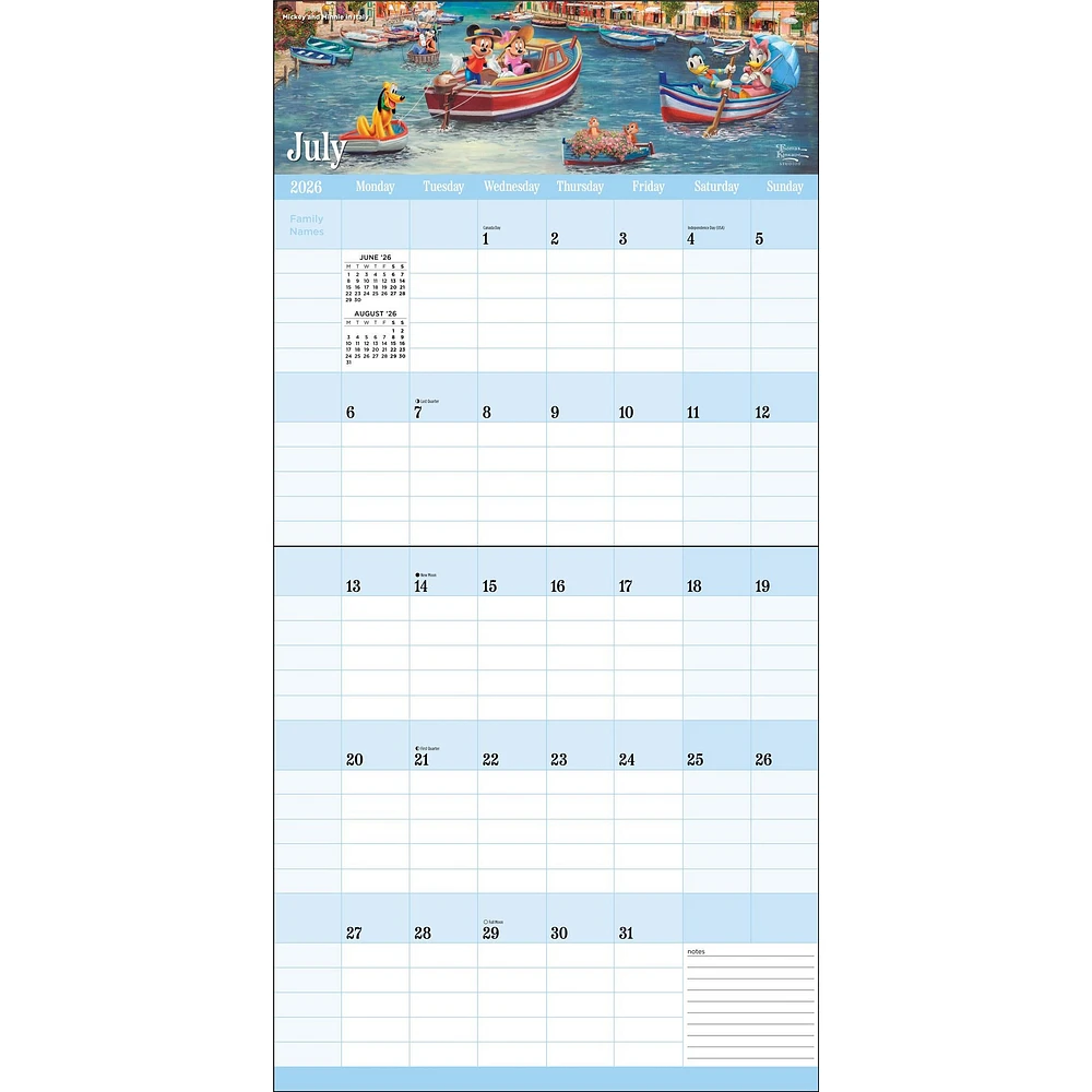 Kinkade Disney Dreams 2025-2026 Wall Calendar
