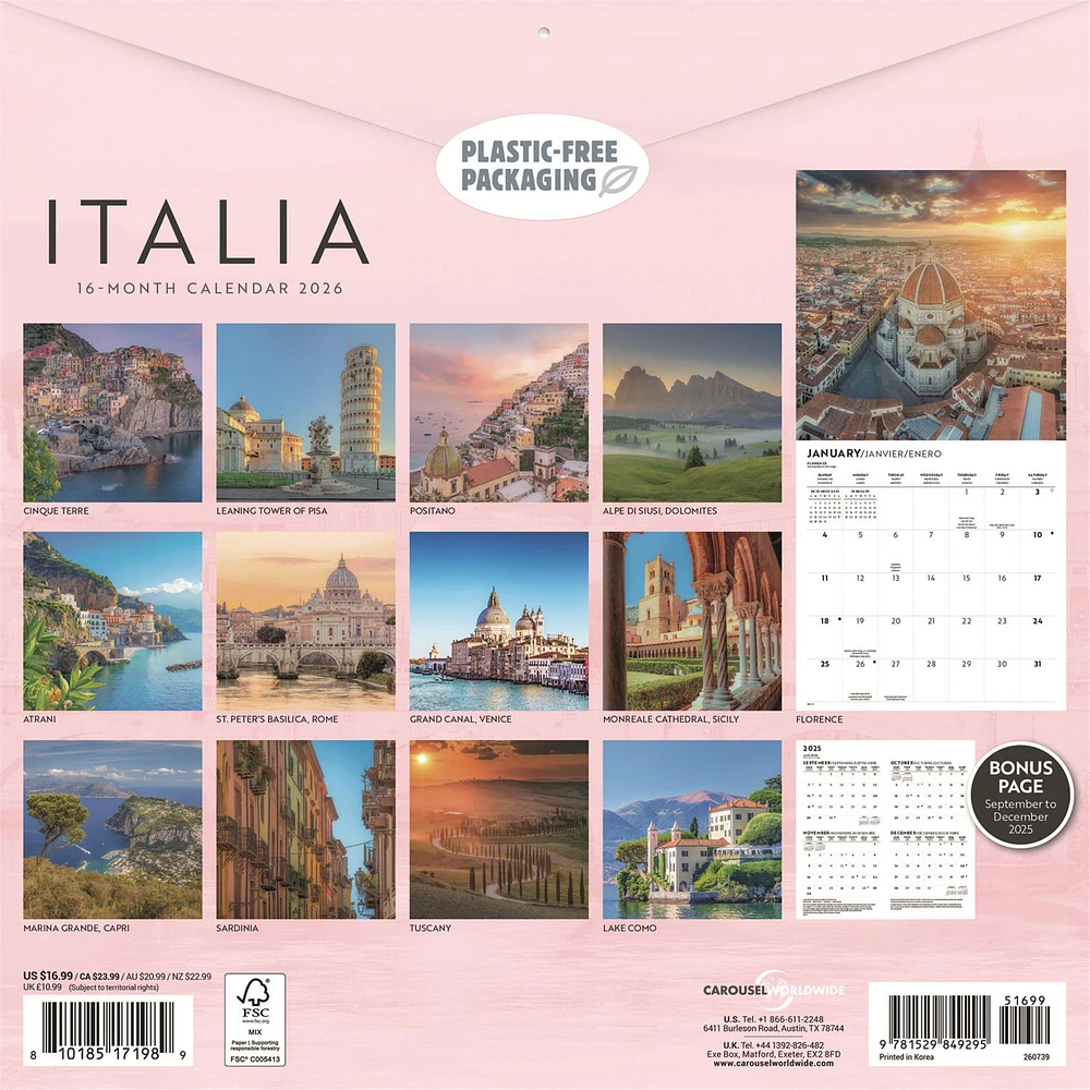 Italia 2026 Wall Calendar