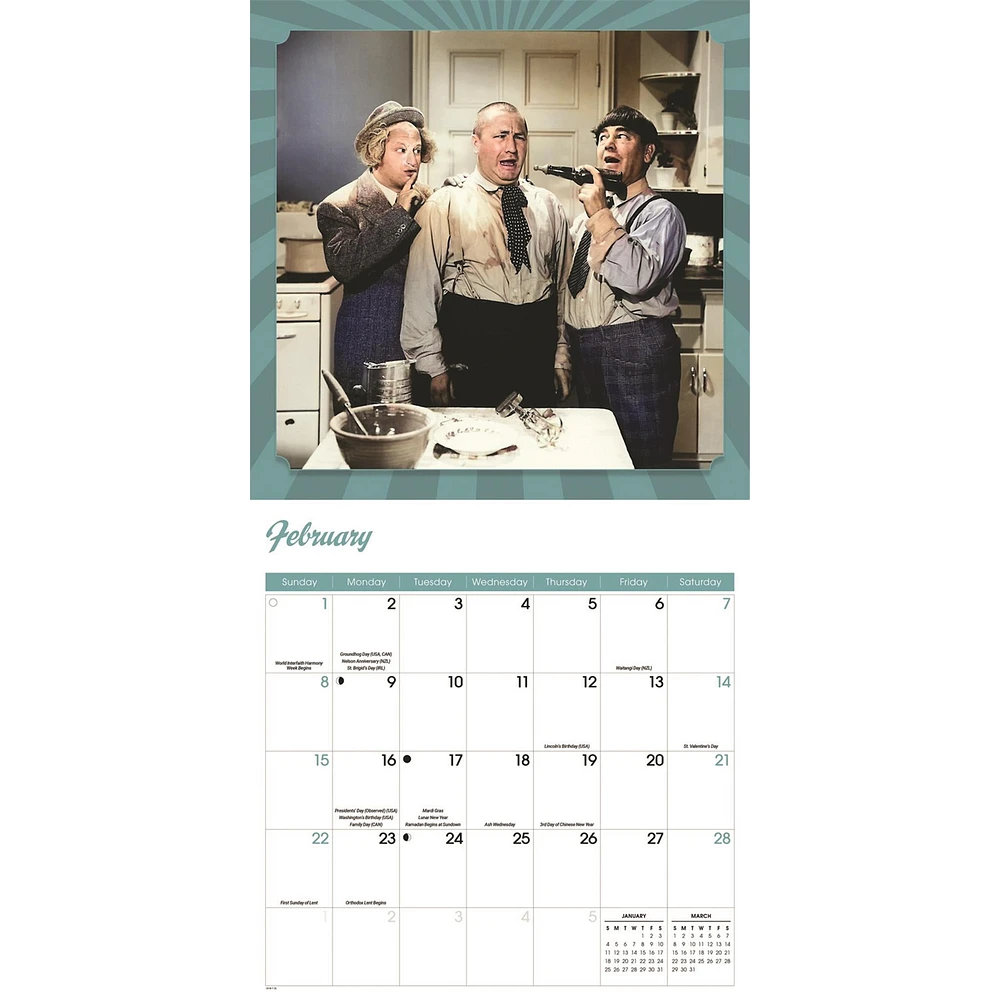 Three Stooges 2026 Wall Calendar