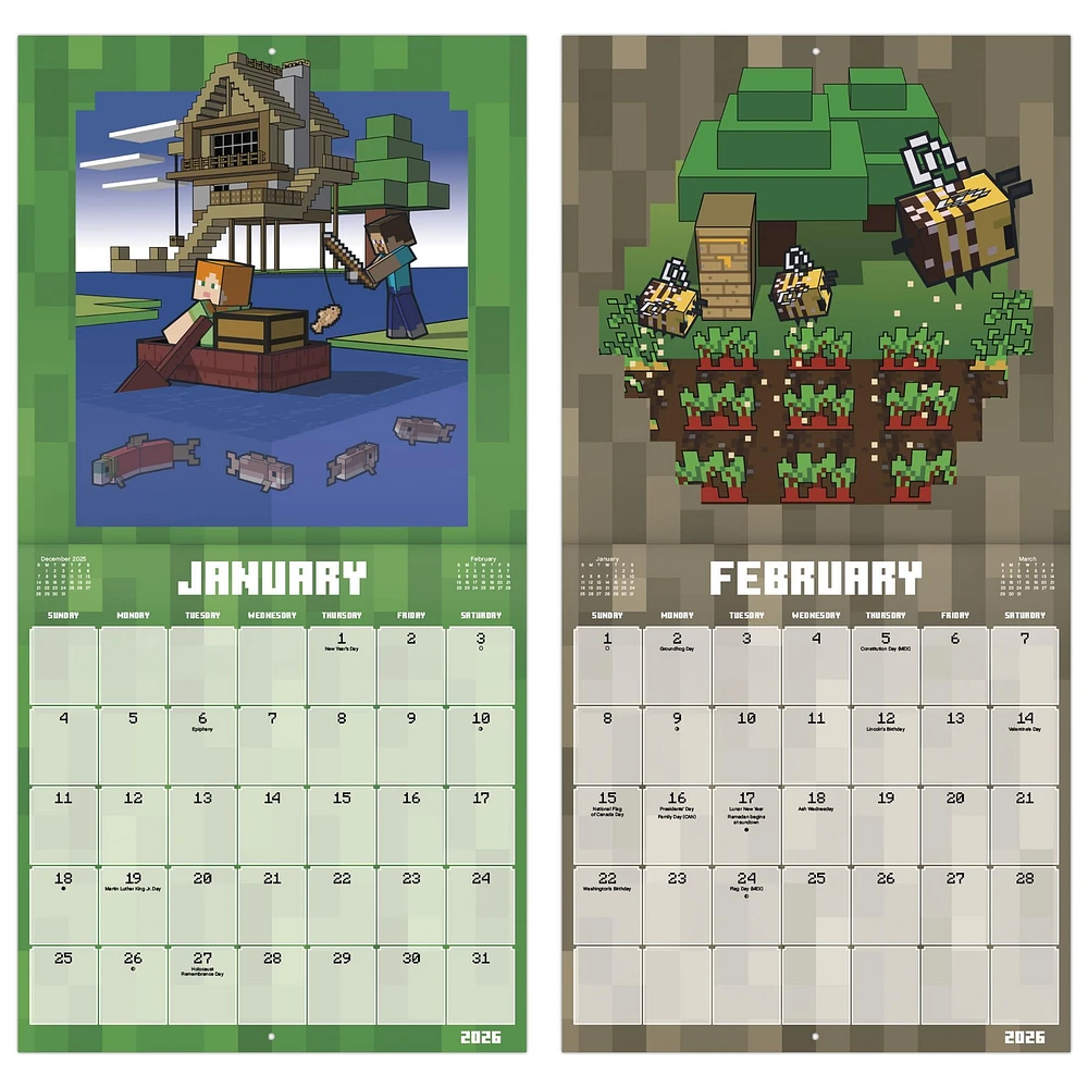 Minecraft Movie 2026 Wall Calendar