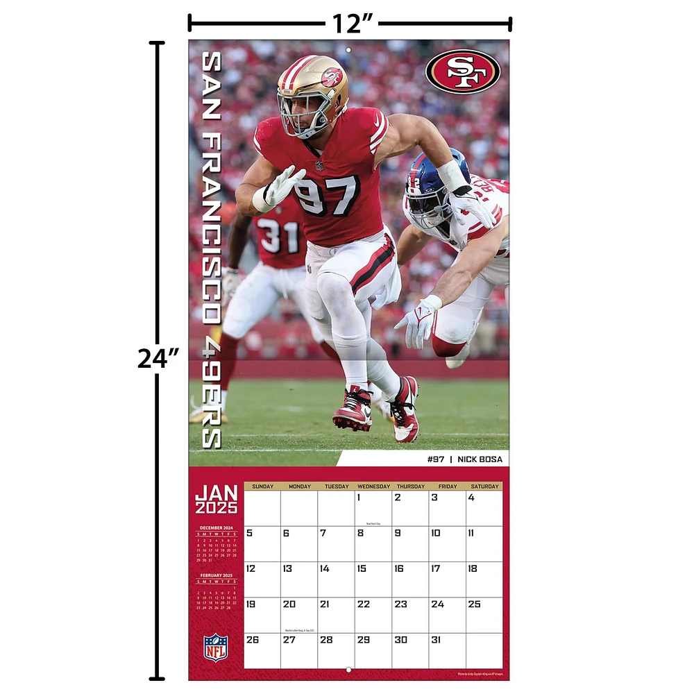 NFL San Francisco 49Ers Wall 2025 Calendar