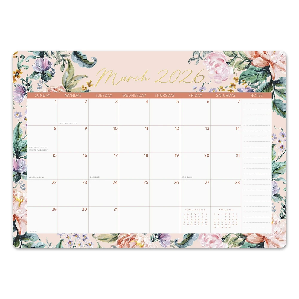Bella Flora 2026 Decorative Desk Pad Calendar