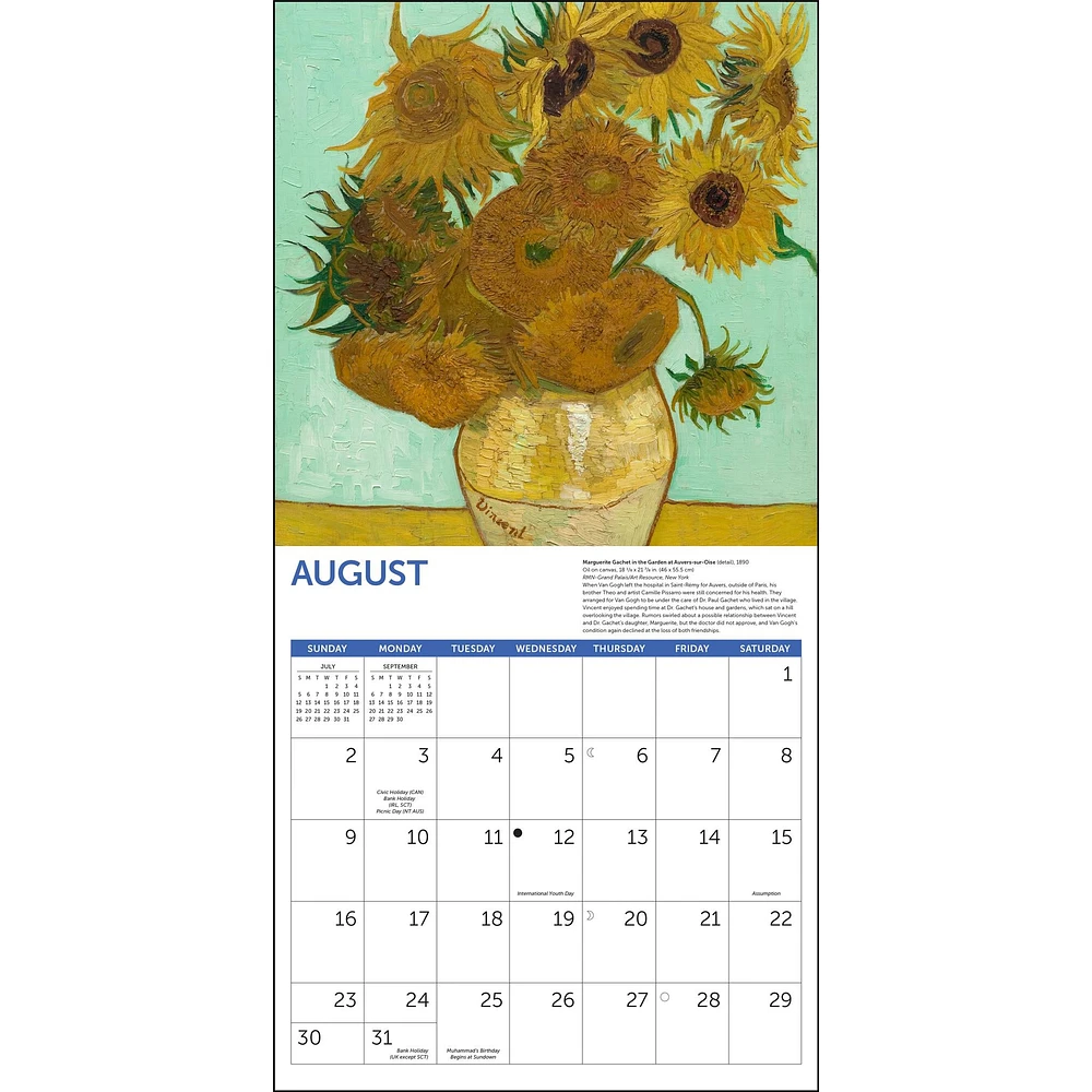 Van Gogh Flowers 2026 Wall Calendar