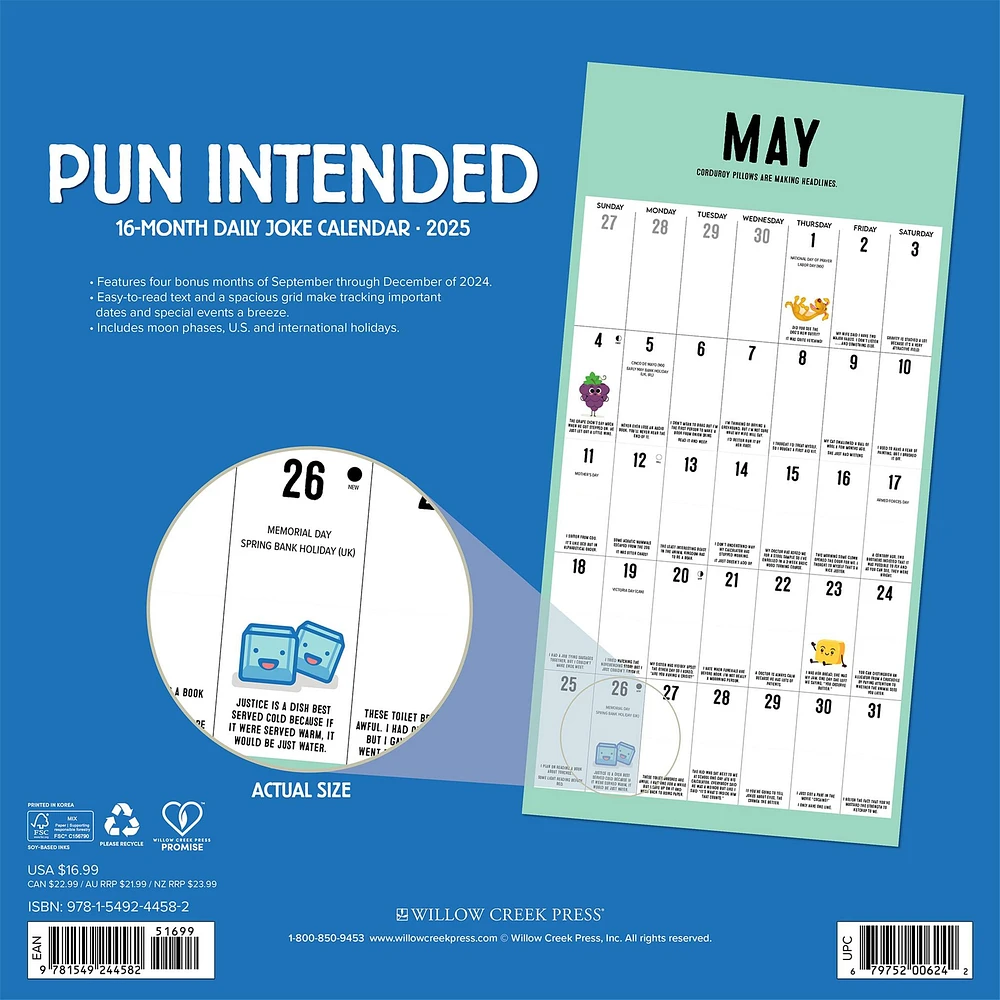 Pun Intended Wall 2025 Calendar