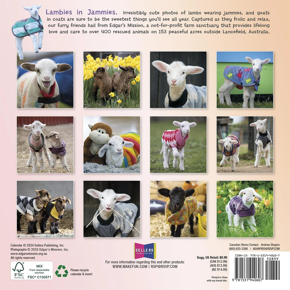 Lambies In Jammies And Goats In Coats Mini 2025 Calendar