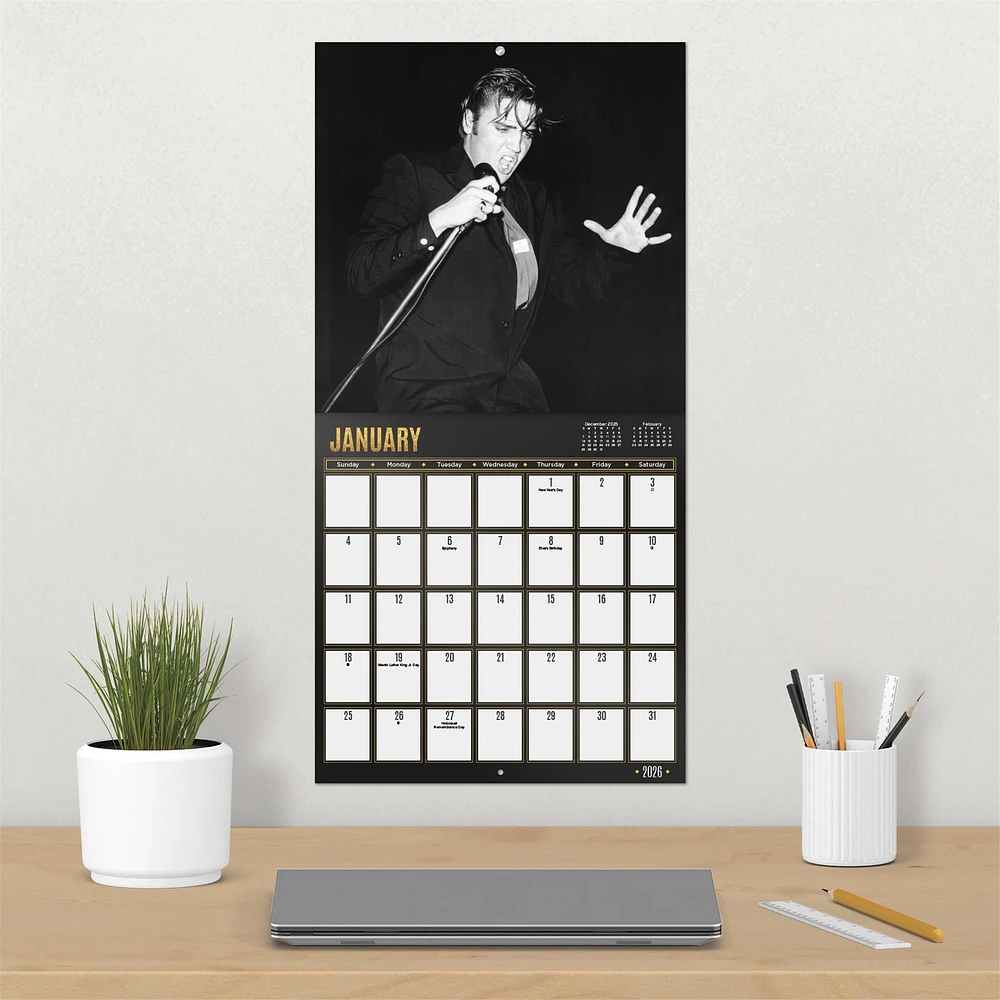 Elvis Presley Exclusive with Print 2026 Deluxe Wall Calendar