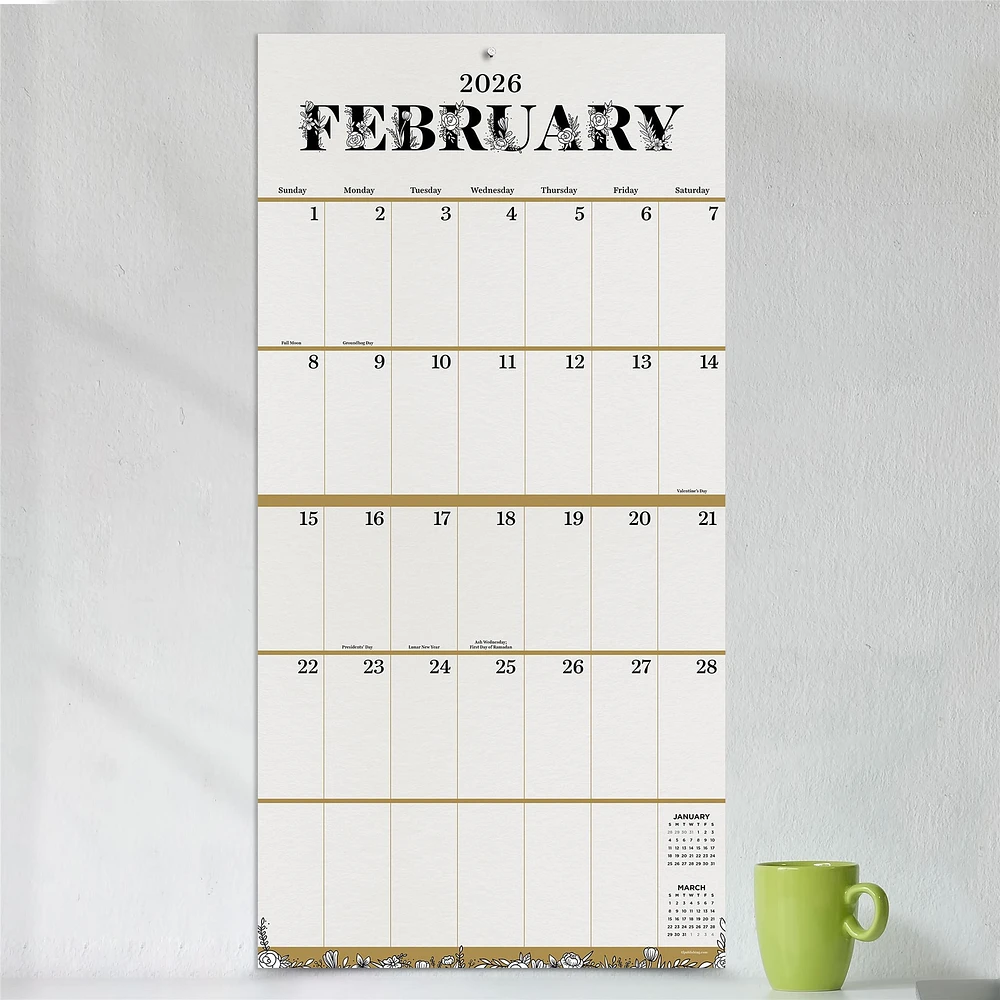 Big Grid Floral 2026 Wall Calendar
