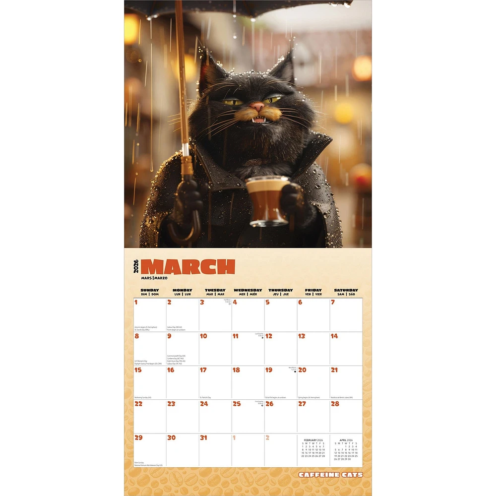 Caffeine Cats 2026 Wall Calendar - Online Exclusive