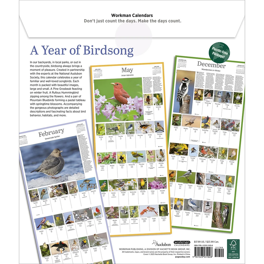 Audubon Songbirds 365 2026 Wall Calendar