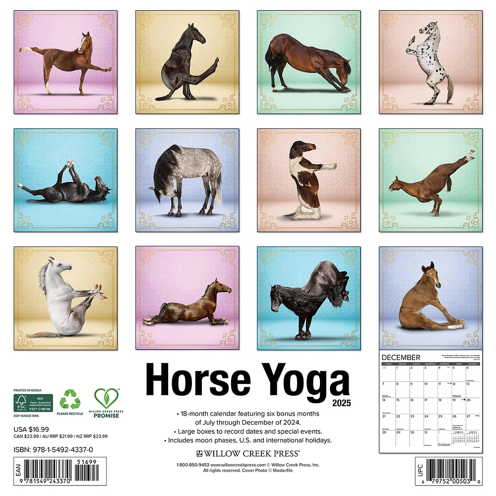 Horse Yoga Wall 2025 Calendar - Online Exclusive