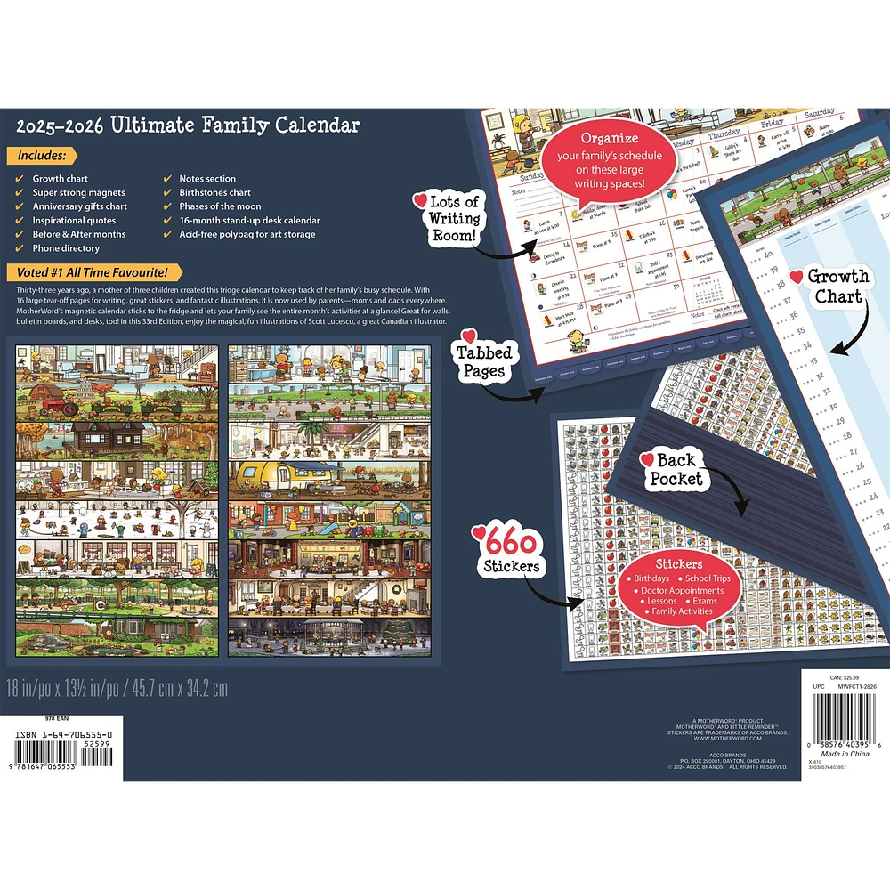 Motherword Deluxe English 2026 Wall Calendar