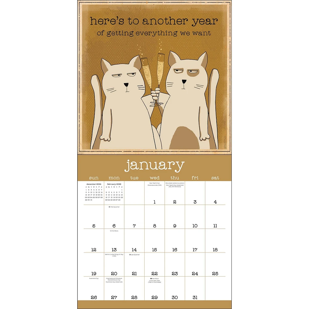 Year Of Snarky Cats Wall 2025 Calendar