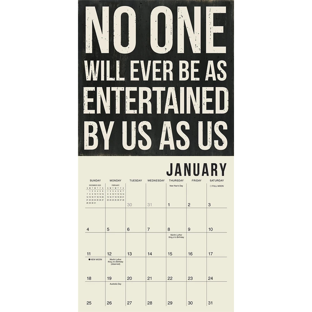 Words To Live By 2026 Mini Calendar