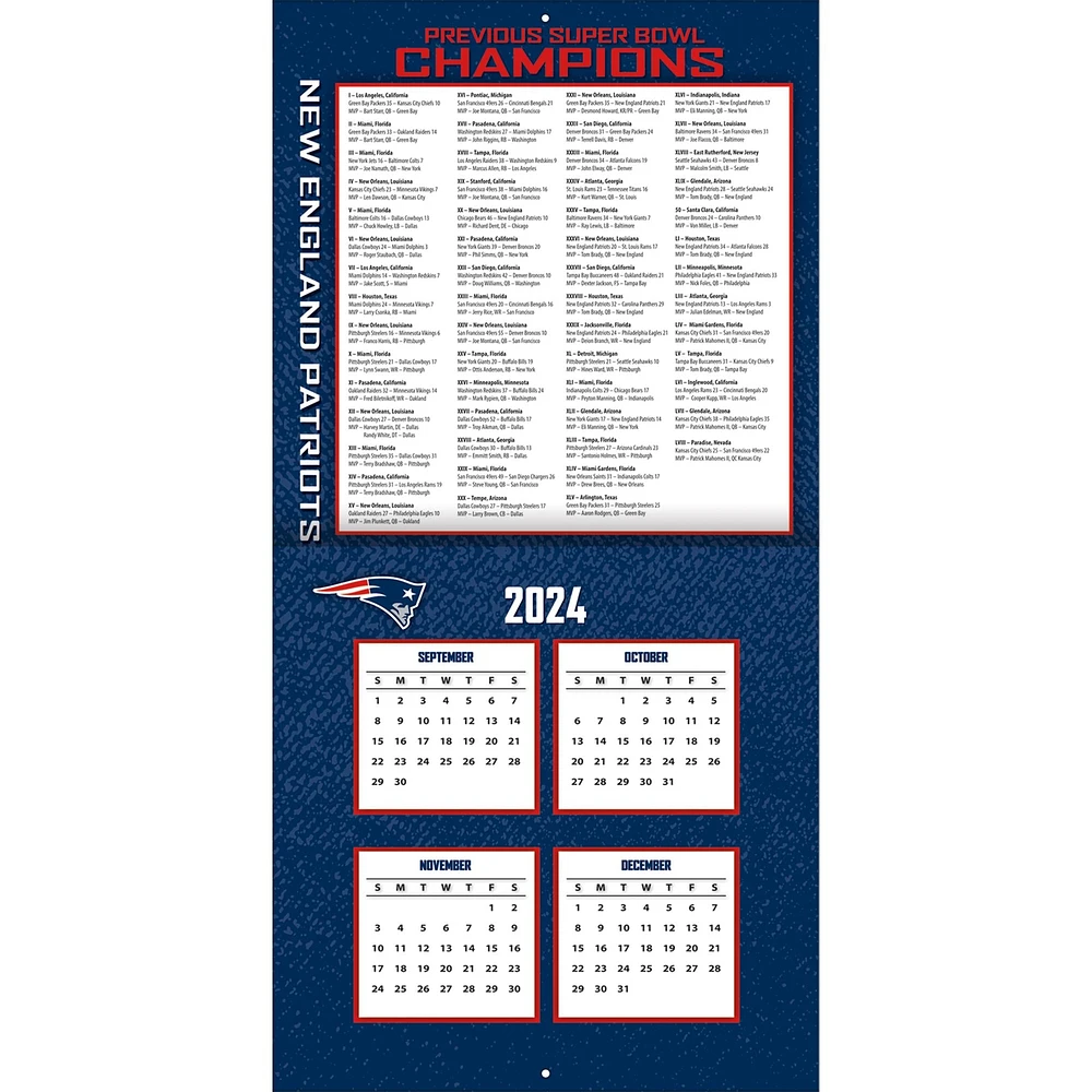 NFL New England Patriots Wall 2025 Calendar