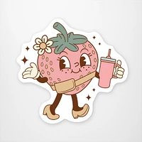 Retro Strawberry  Vinyl Sticker