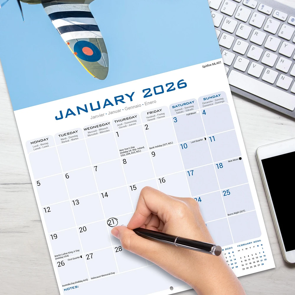 Spitfires 2026 Wall Calendar