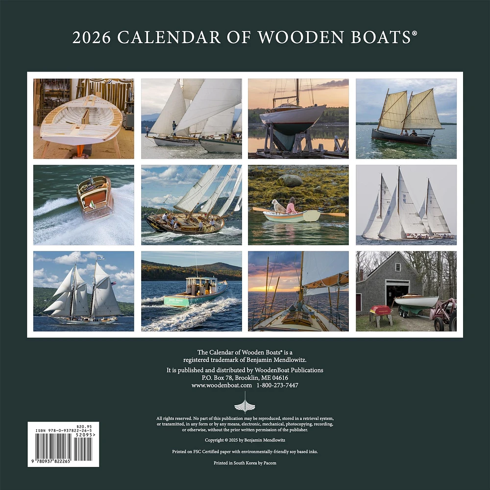 Wooden Boats 2026 Wall Calendar