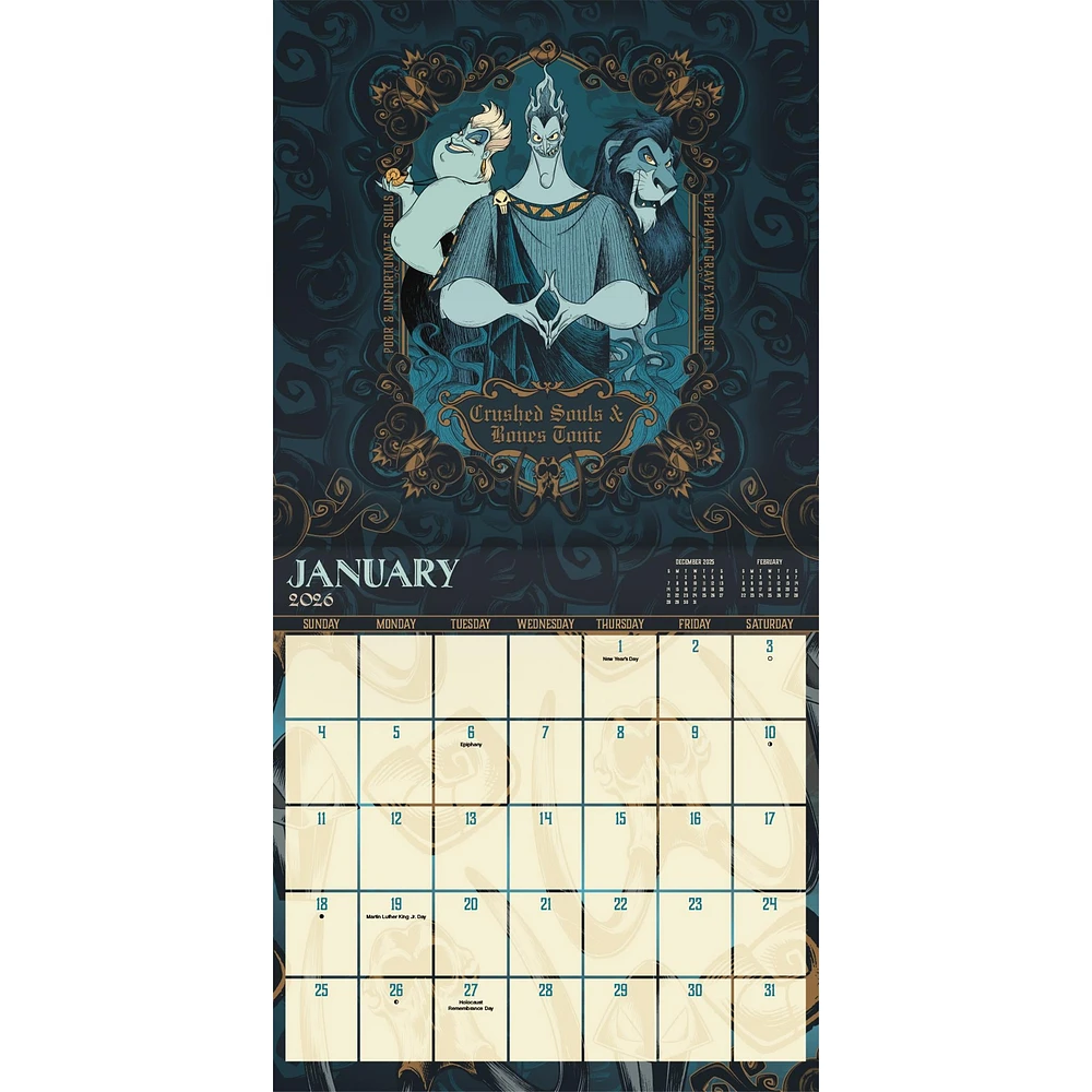 Disney Villains 2026 Wall Calendar