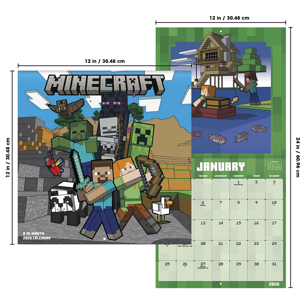 Minecraft Movie 2026 Wall Calendar