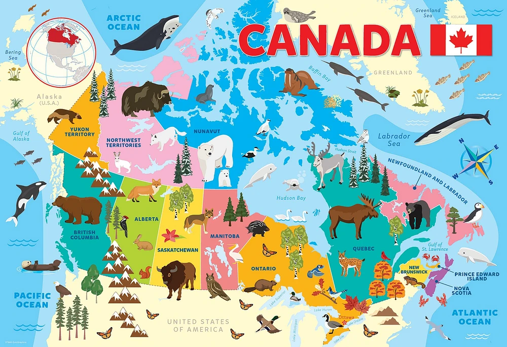 Illustrated Map of Canada 100 Piece Puzzle - Online Exclusive