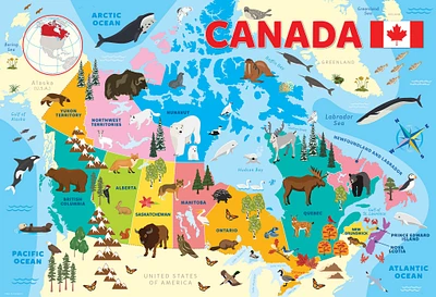 Illustrated Map of Canada 100 Piece Puzzle - Online Exclusive