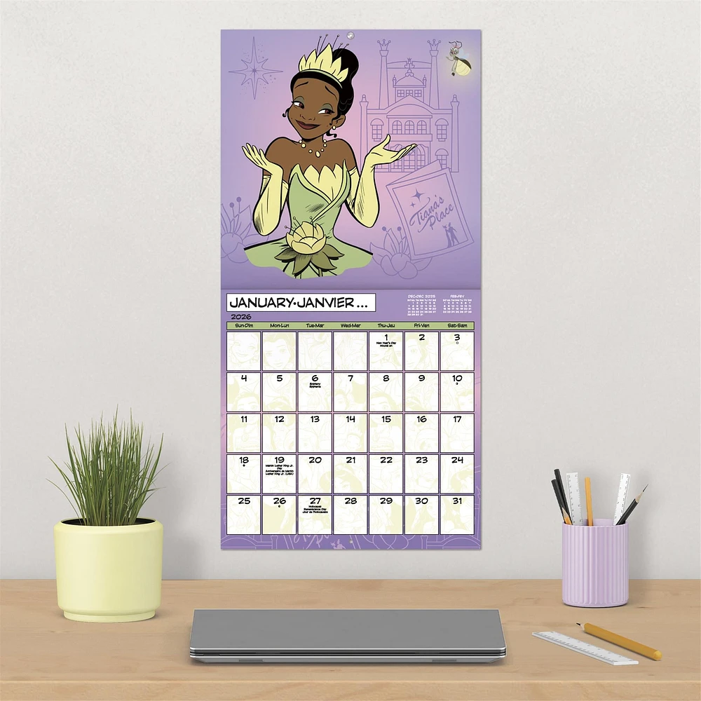 Disney Princess Bilingual 2026 Wall Calendar