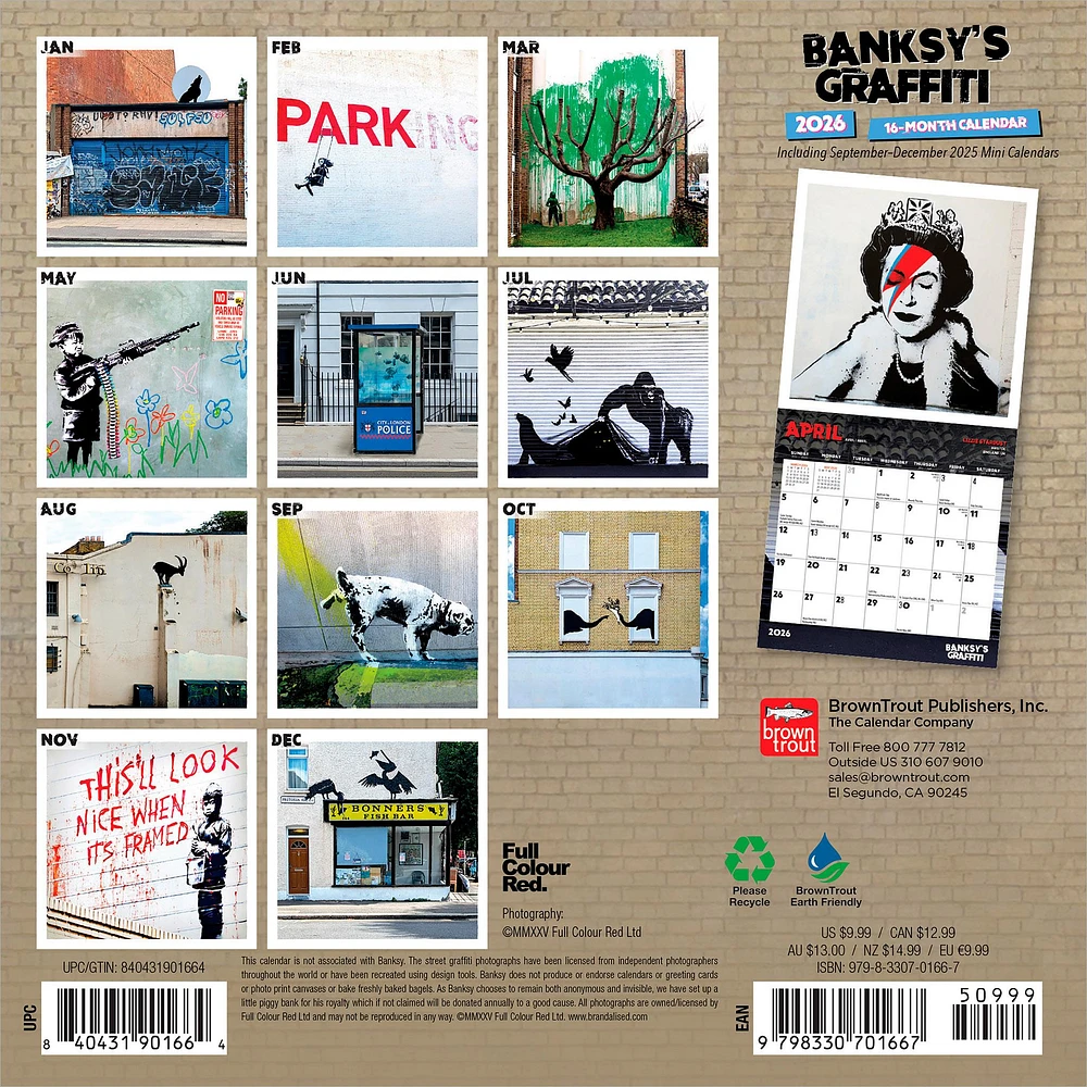 Banksys Graffiti 2026 Mini Calendar - Online Exclusive