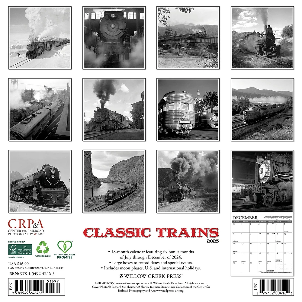 Classic Trains Wall 2025 Calendar - Online Exclusive