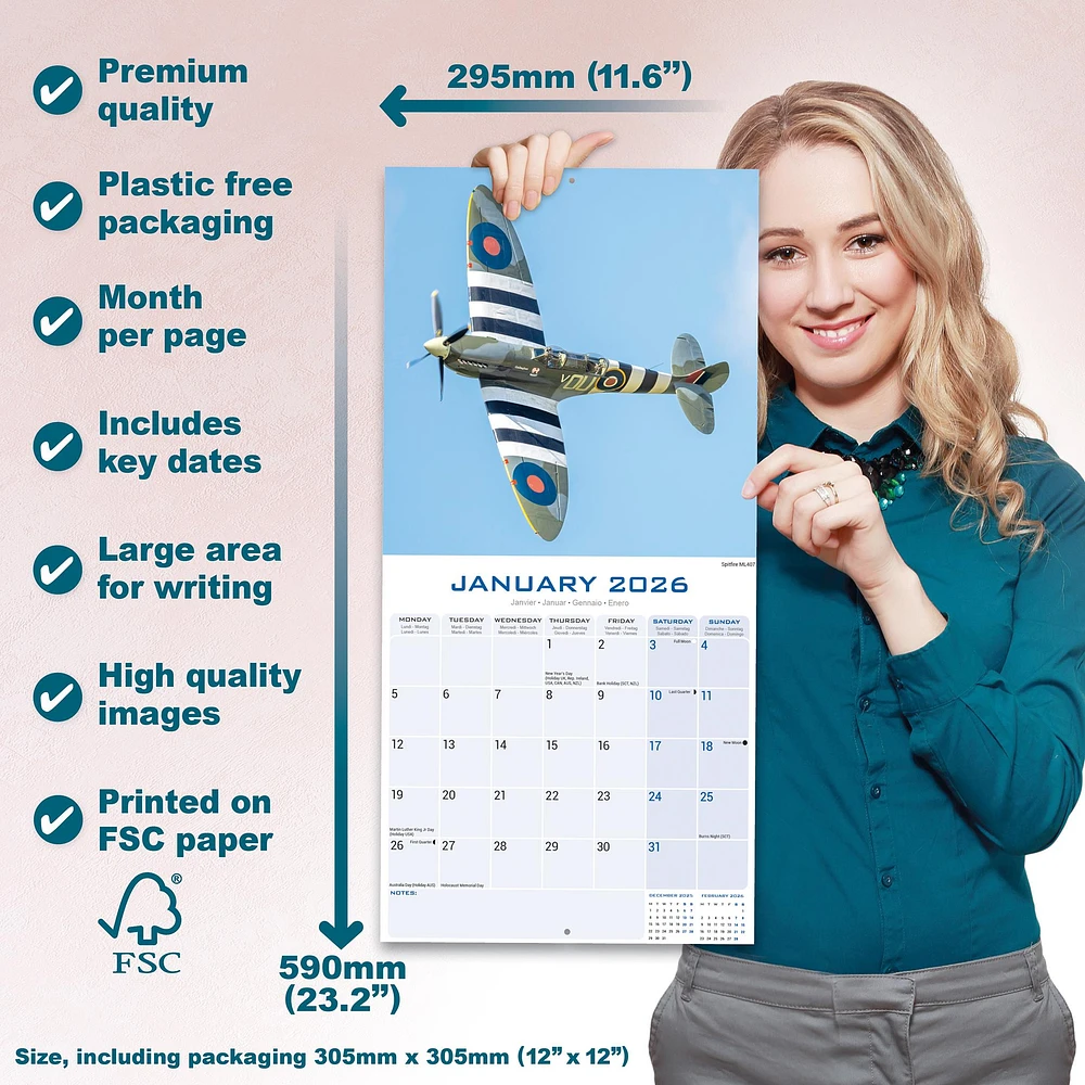 Spitfires 2026 Wall Calendar